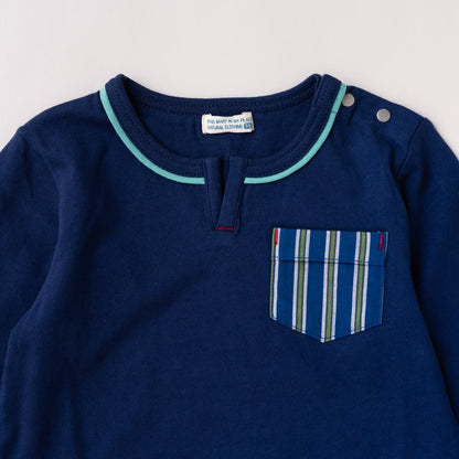 ワンポイントポケットTシャツ　NAVY