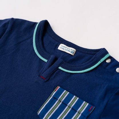 ワンポイントポケットTシャツ　NAVY