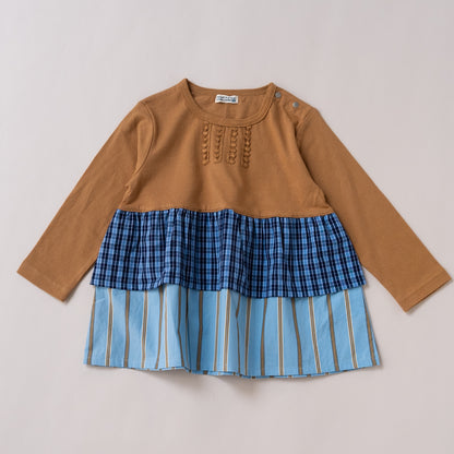 切り替えフリルチュニック　CAMEL