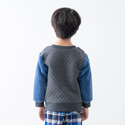 袖ボアキルトトレーナー　GRAY