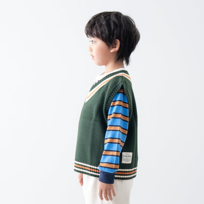 Vネックニットベスト　GREEN