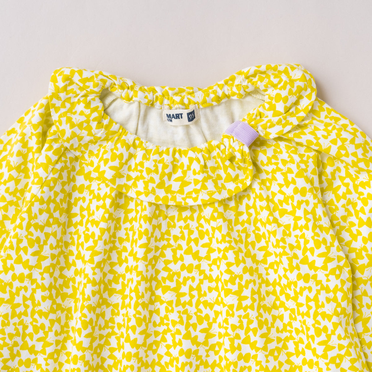 フリルカラー総柄Tシャツ　YELLOW