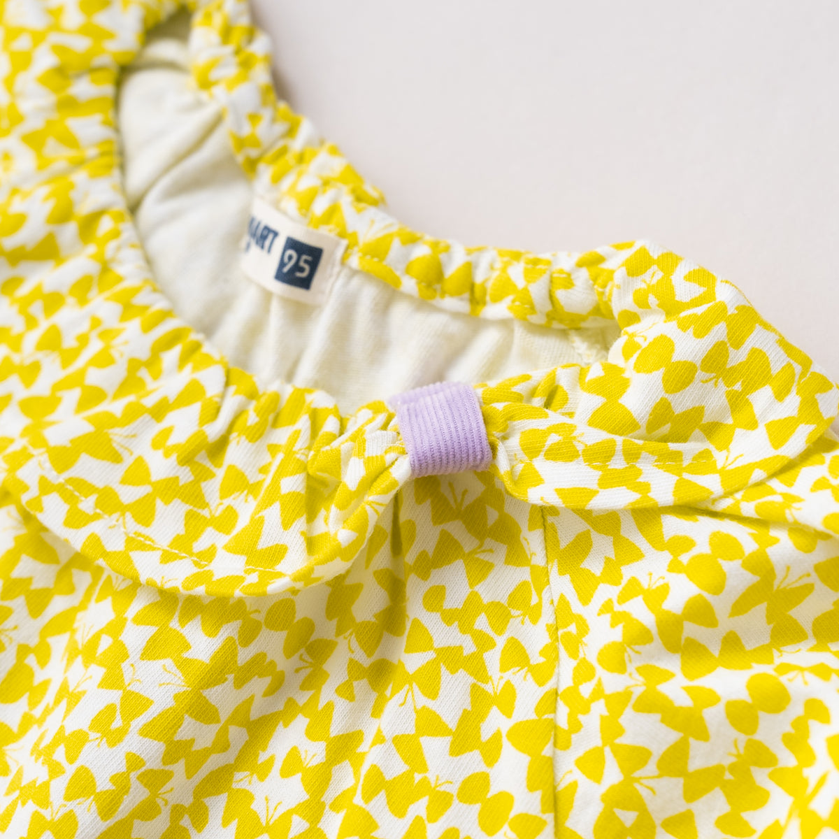フリルカラー総柄Tシャツ　YELLOW