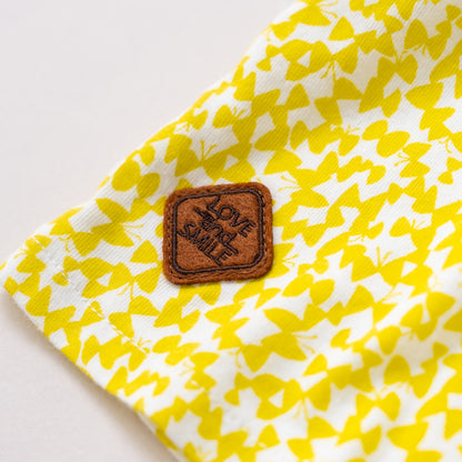 フリルカラー総柄Tシャツ　YELLOW