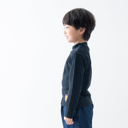 ケーブルニットハイネック　BLACK