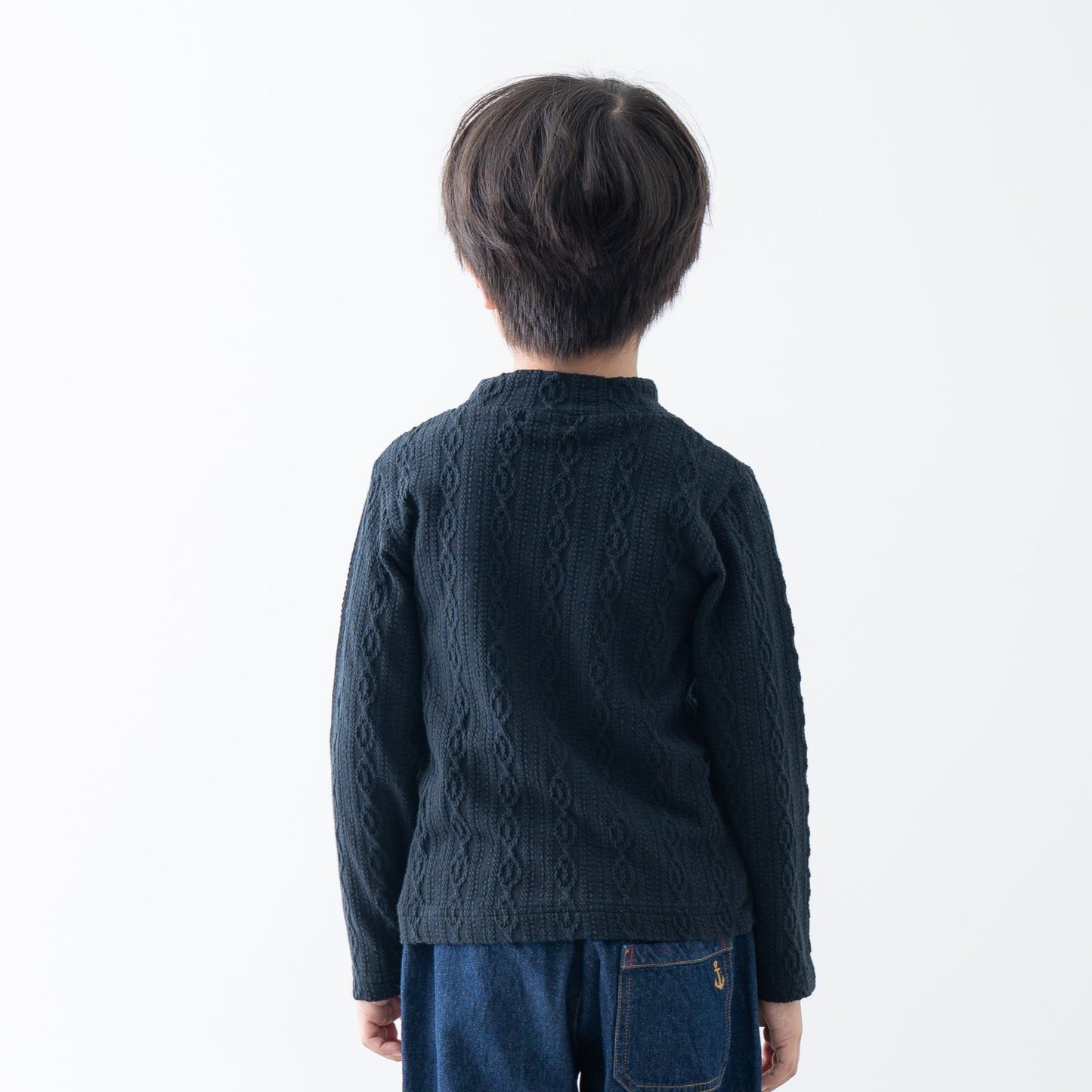 ケーブルニットハイネック　BLACK