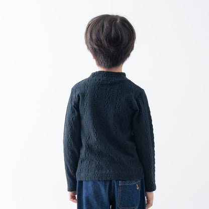 ケーブルニットハイネック　BLACK