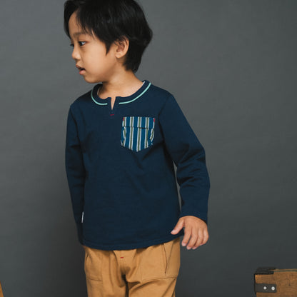 ワンポイントポケットTシャツ　NAVY