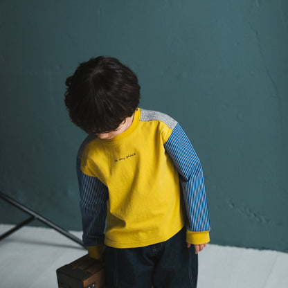 切り替えスリーブTシャツ　YELLOW