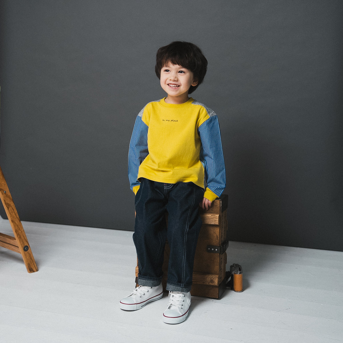 切り替えスリーブTシャツ　YELLOW