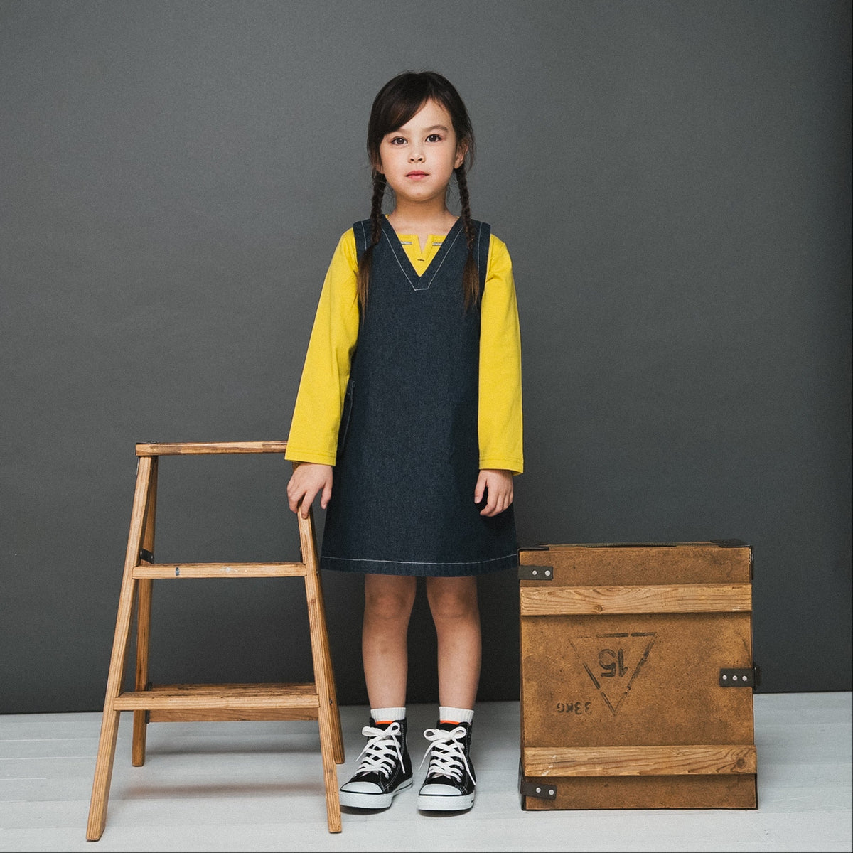 デニムジャンパースカート　NAVY