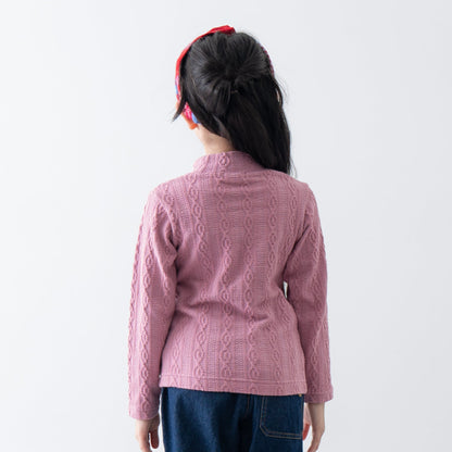 ケーブルニットハイネック　PINK