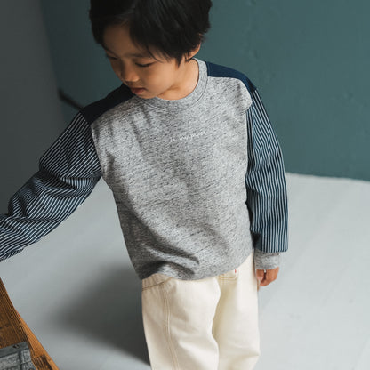 切り替えスリーブTシャツ　GRAY