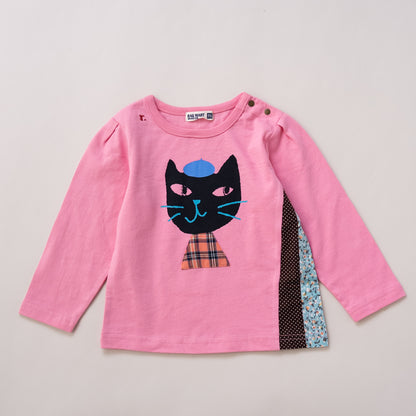 アニマルモチーフTシャツ【ネコ】　PINK