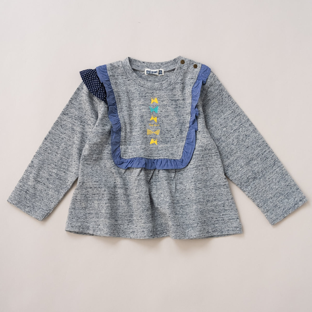 リボンフリルTシャツ　GRAY