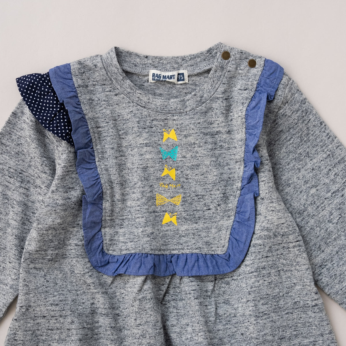 リボンフリルTシャツ　GRAY