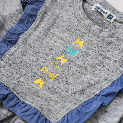リボンフリルTシャツ　GRAY