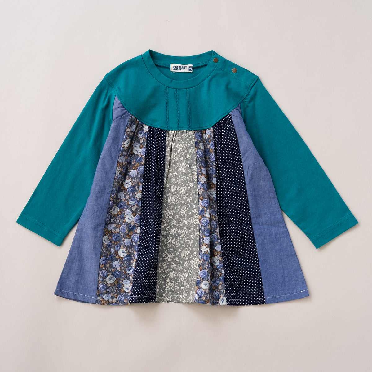パッチワークチュニックTシャツ　GREEN