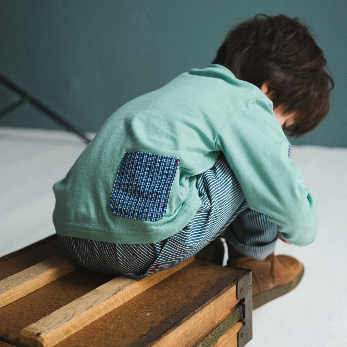 ヘンリーネックTシャツ　GREEN