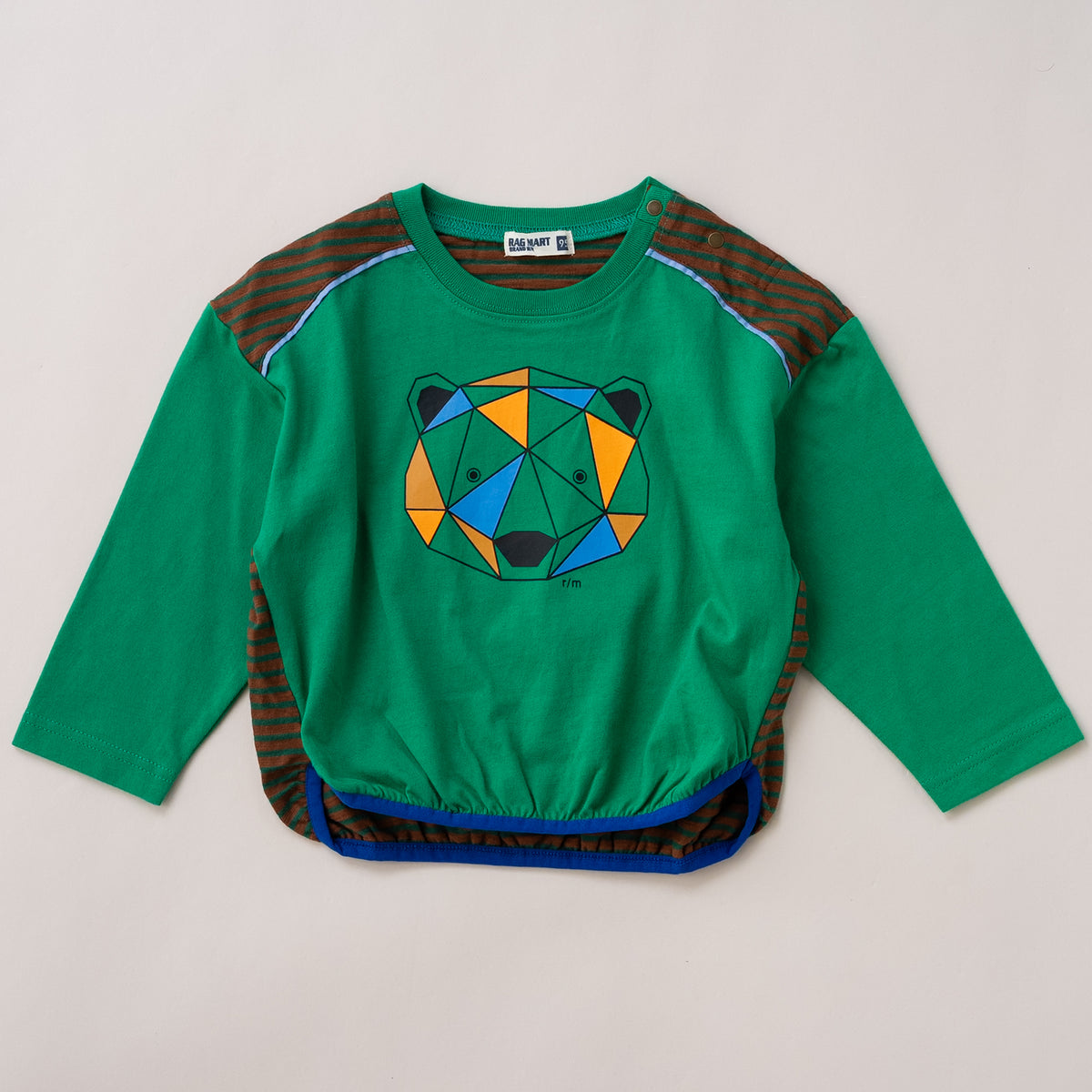 ラグランプリントTシャツ【くま】　GREEN