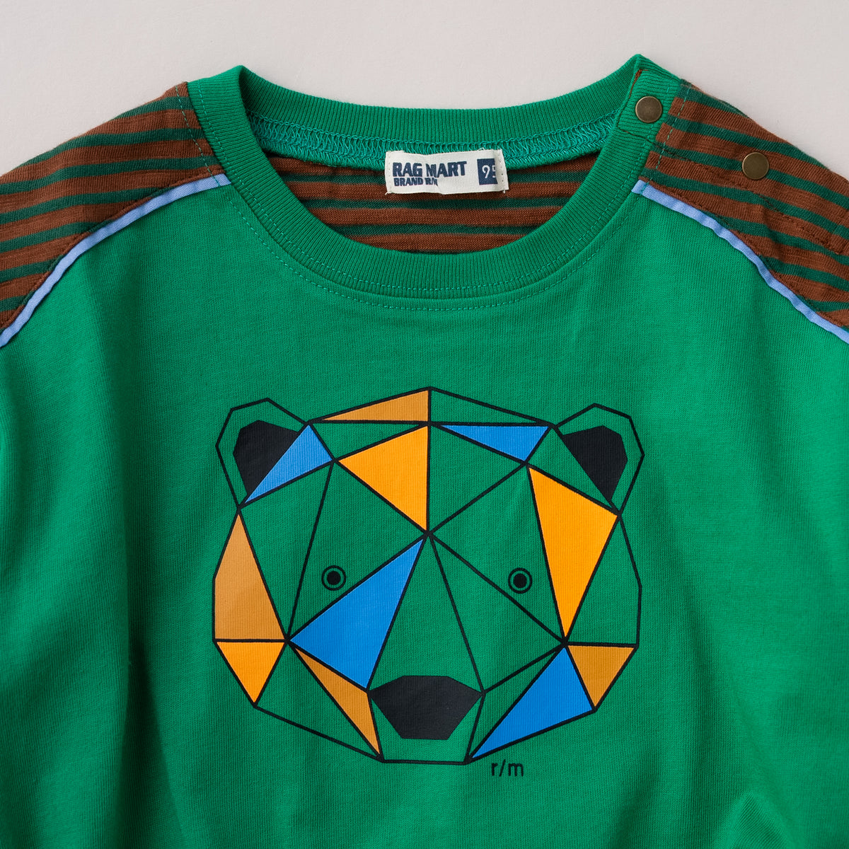 ラグランプリントTシャツ【くま】　GREEN