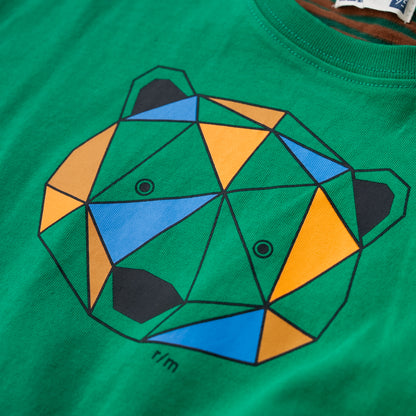 ラグランプリントTシャツ【くま】　GREEN
