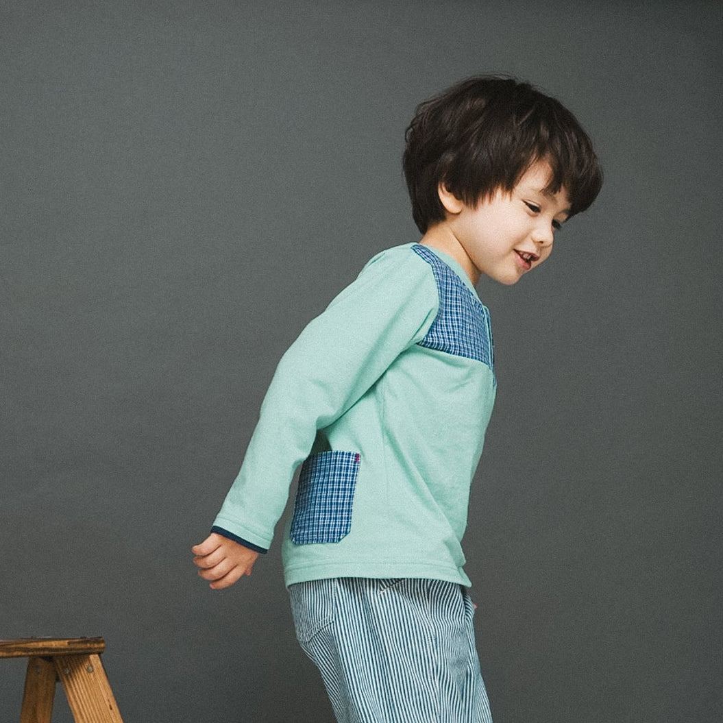 ヘンリーネックTシャツ　GREEN