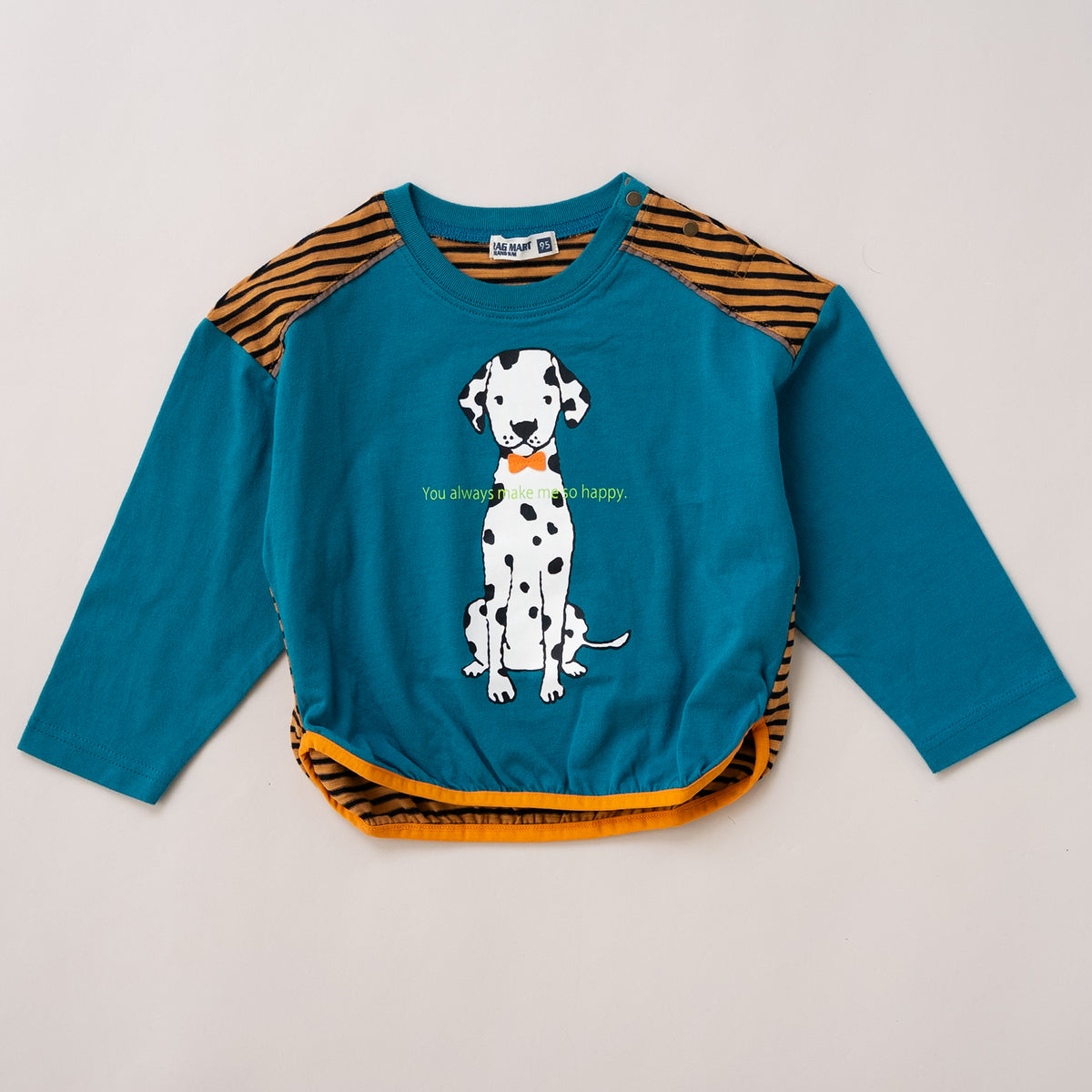 ラグランプリントTシャツ【ダルメシアン】　BLUE
