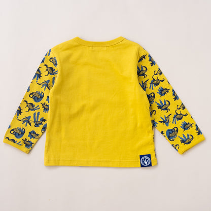 ポケットサスペンダー風Tシャツ【恐竜】　YELLOW