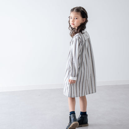 フリルカラーワンピース　STRIPE