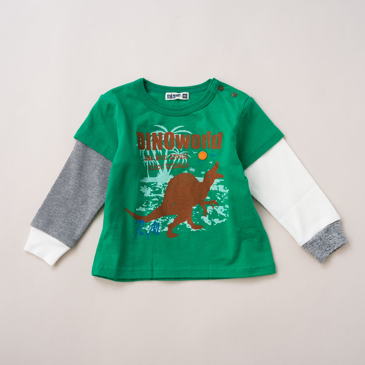 恐竜レイヤードTシャツ　GREEN