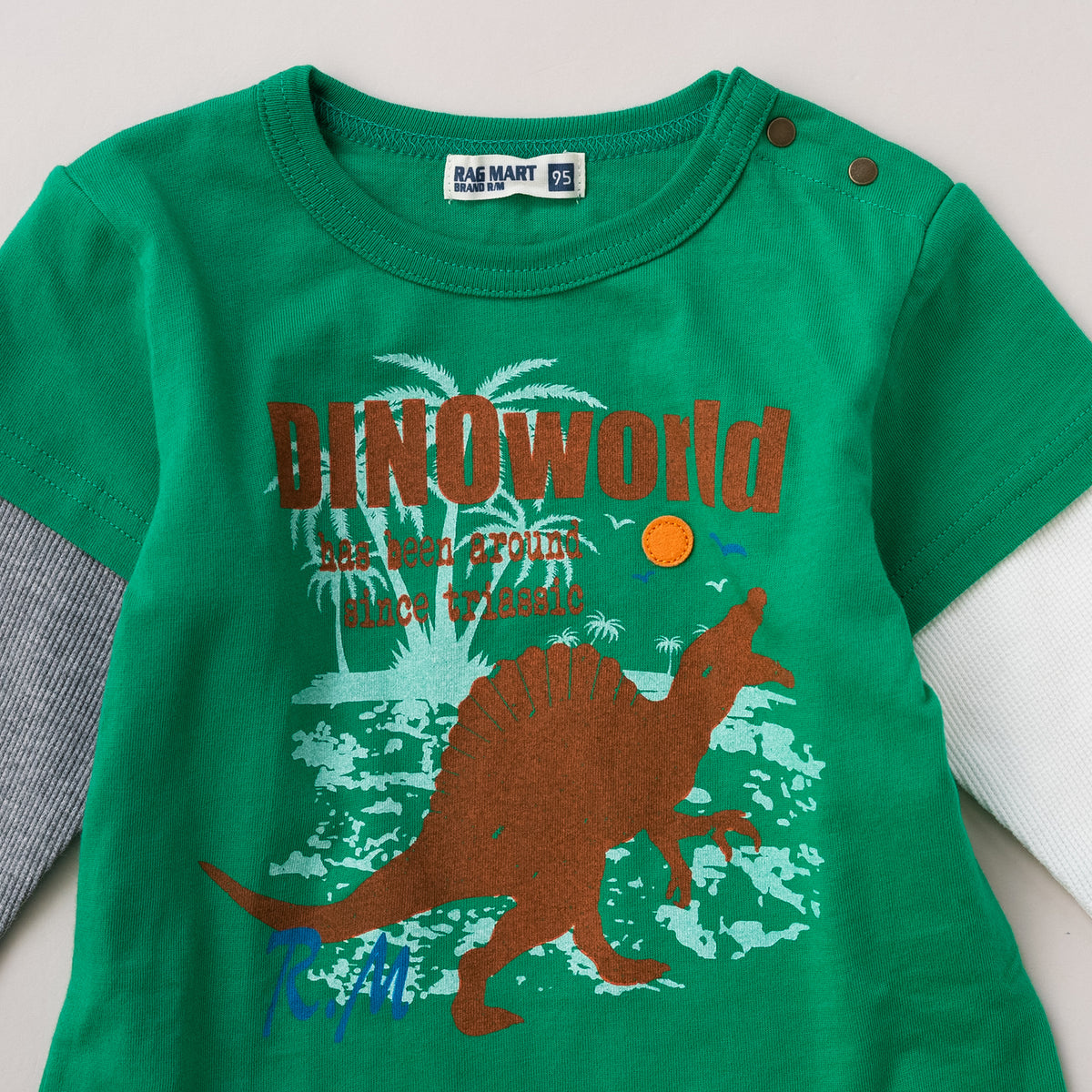 恐竜レイヤードTシャツ　GREEN