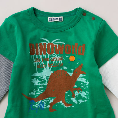 恐竜レイヤードTシャツ　GREEN