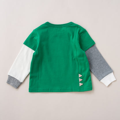 恐竜レイヤードTシャツ　GREEN