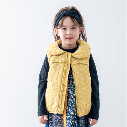 刺繍丸襟ベスト【リバーシブル】　YELLOW