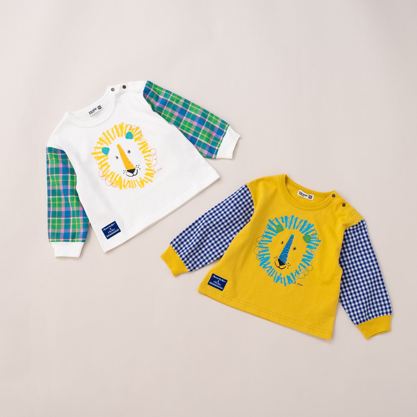 切り替えスリーブTシャツ【ライオン】　OFF-WHITE