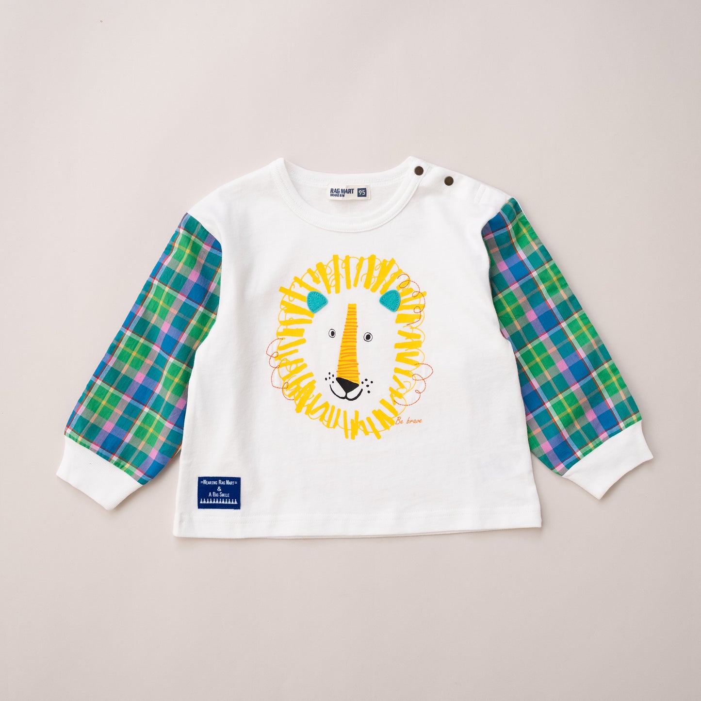 切り替えスリーブTシャツ【ライオン】　OFF-WHITE