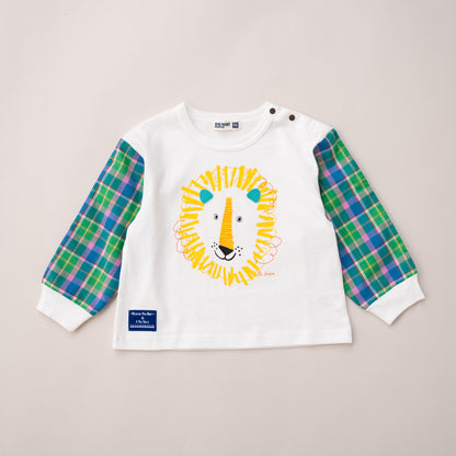 切り替えスリーブTシャツ【ライオン】　OFF-WHITE