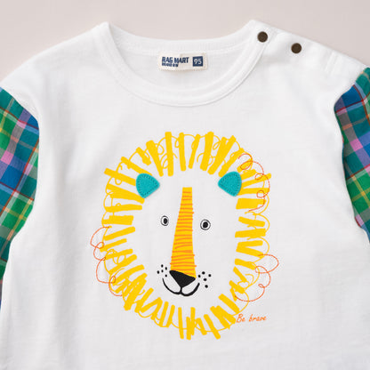 切り替えスリーブTシャツ【ライオン】　OFF-WHITE