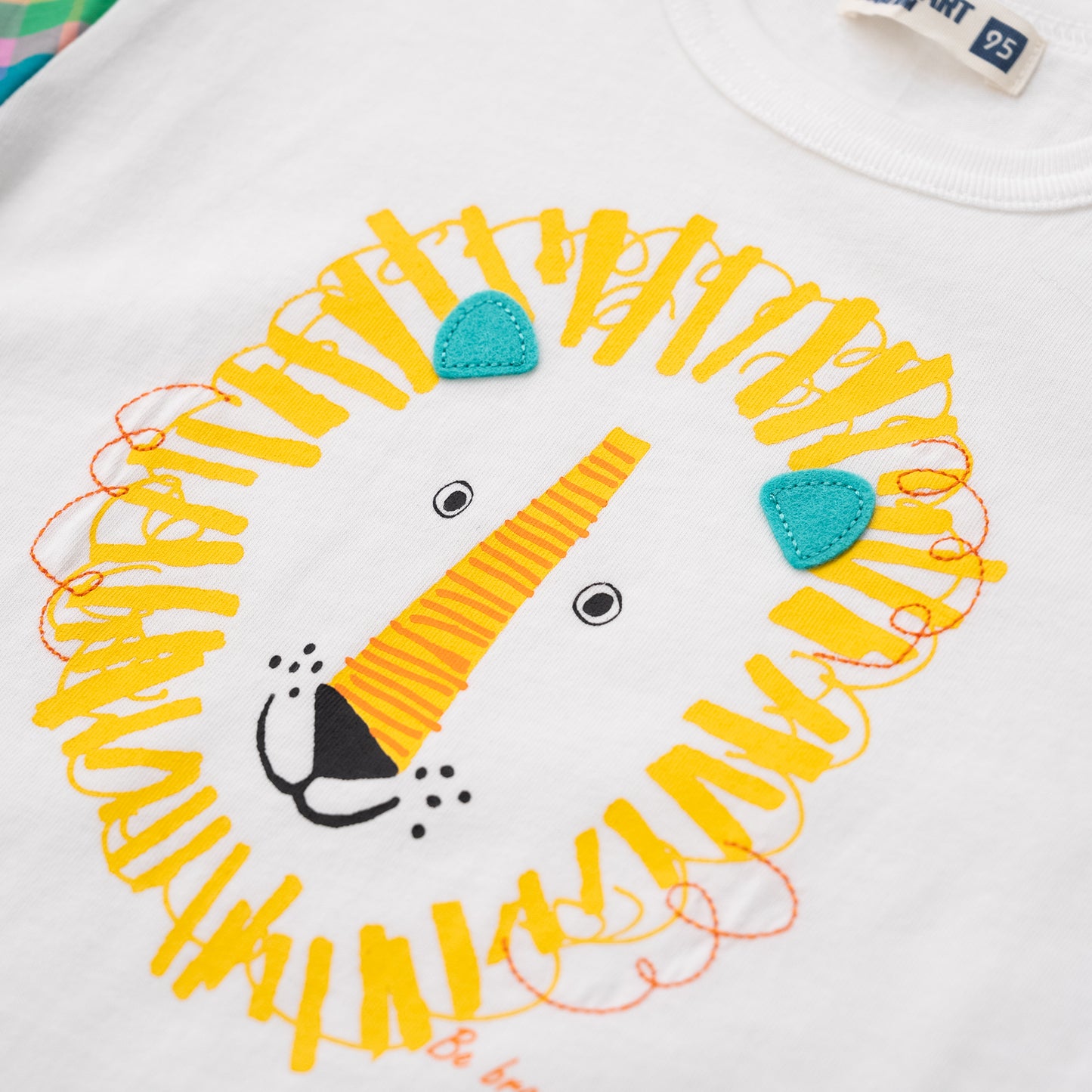 切り替えスリーブTシャツ【ライオン】　OFF-WHITE