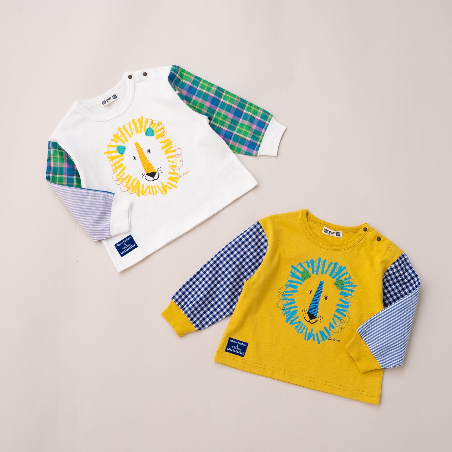 切り替えスリーブTシャツ【ライオン】　YELLOW