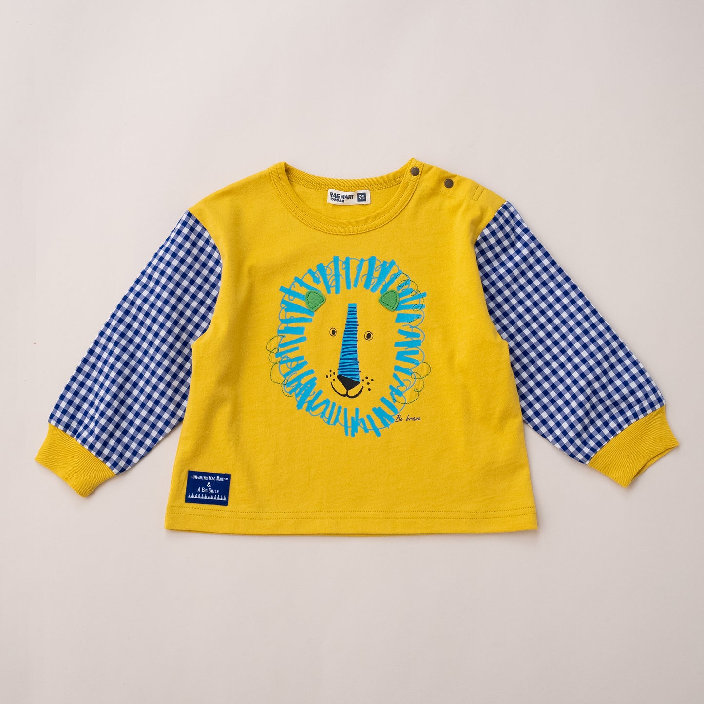 切り替えスリーブTシャツ【ライオン】　YELLOW