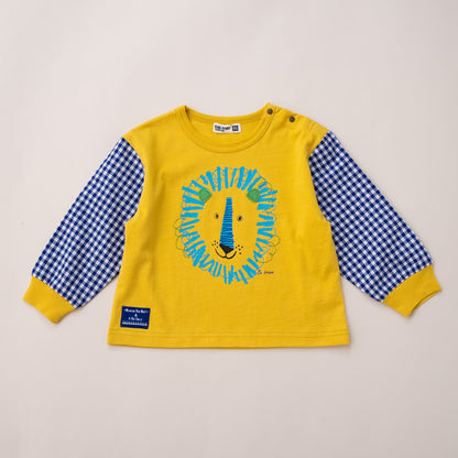 切り替えスリーブTシャツ【ライオン】　YELLOW