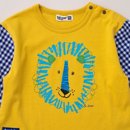 切り替えスリーブTシャツ【ライオン】　YELLOW