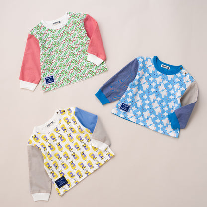 切り替えスリーブTシャツ【トリ】　BLUE