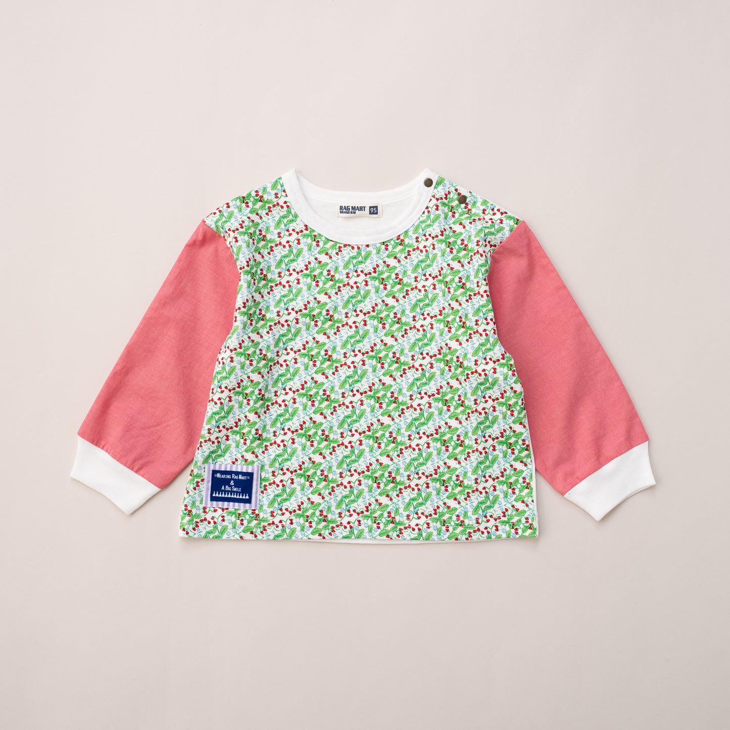 切り替えスリーブTシャツ【イチゴ】　RED