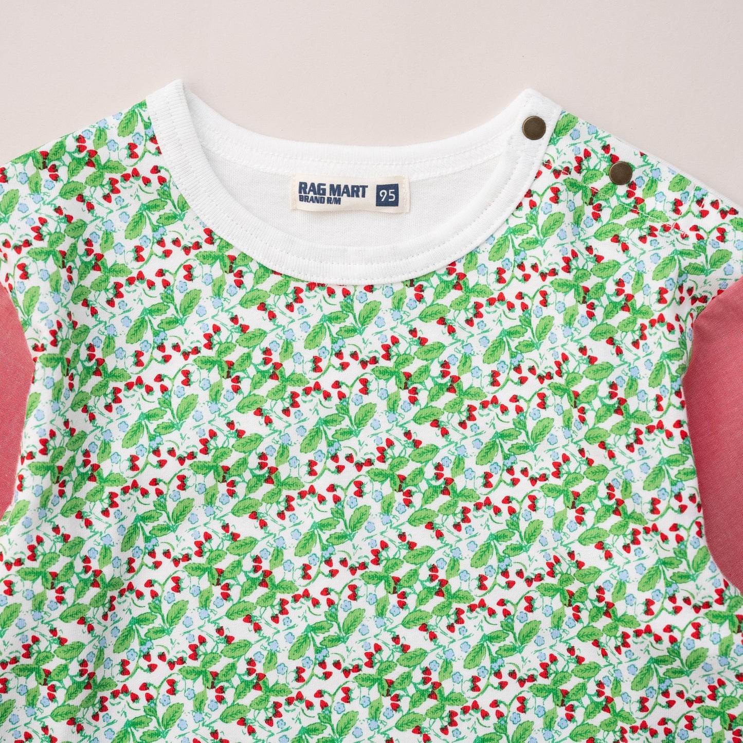 切り替えスリーブTシャツ【イチゴ】　RED