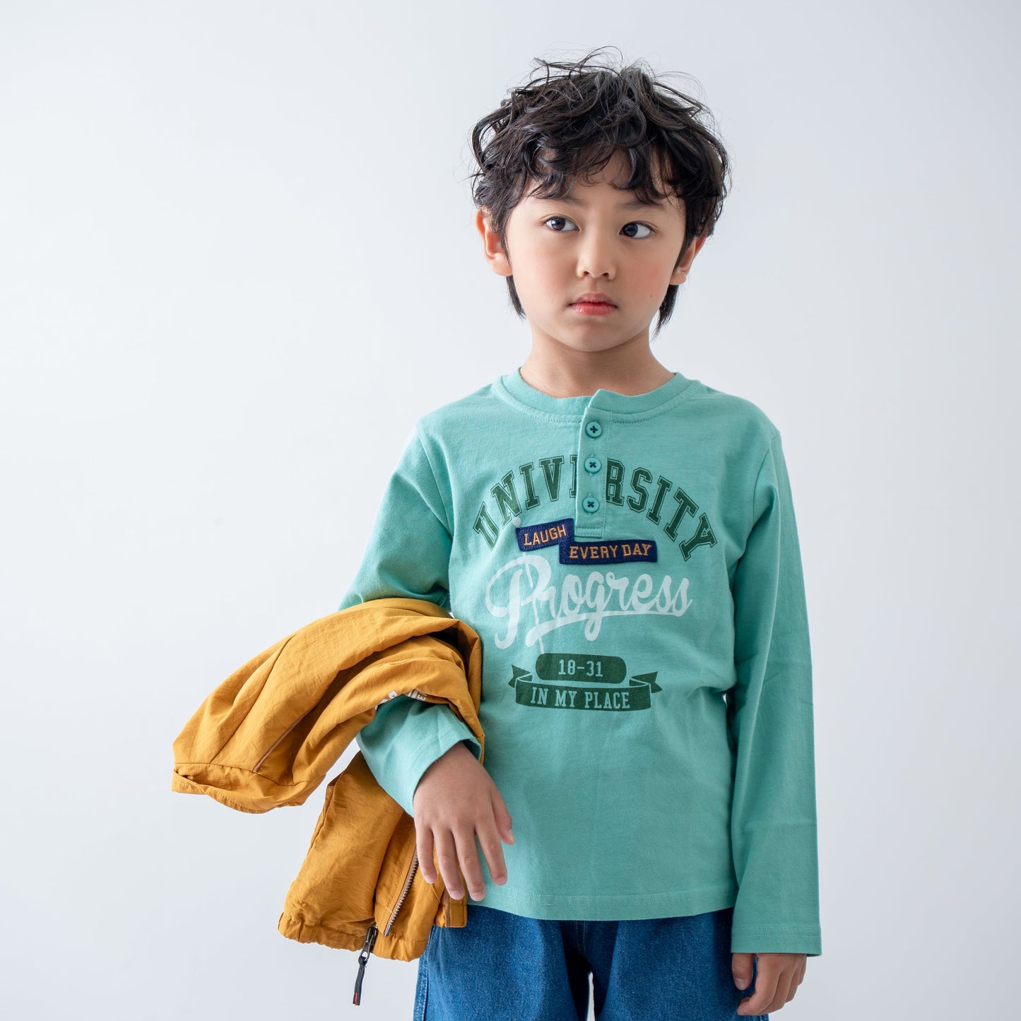 ヘンリーネックTシャツ　GREEN