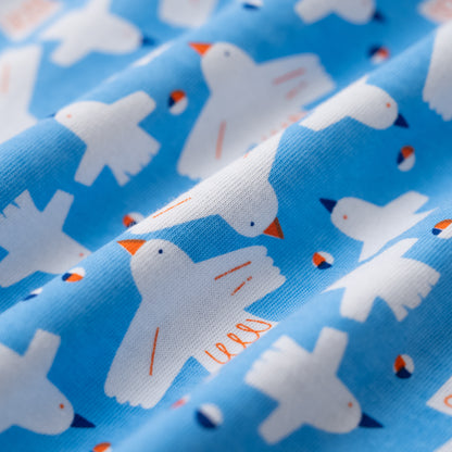 切り替えスリーブTシャツ【トリ】　BLUE