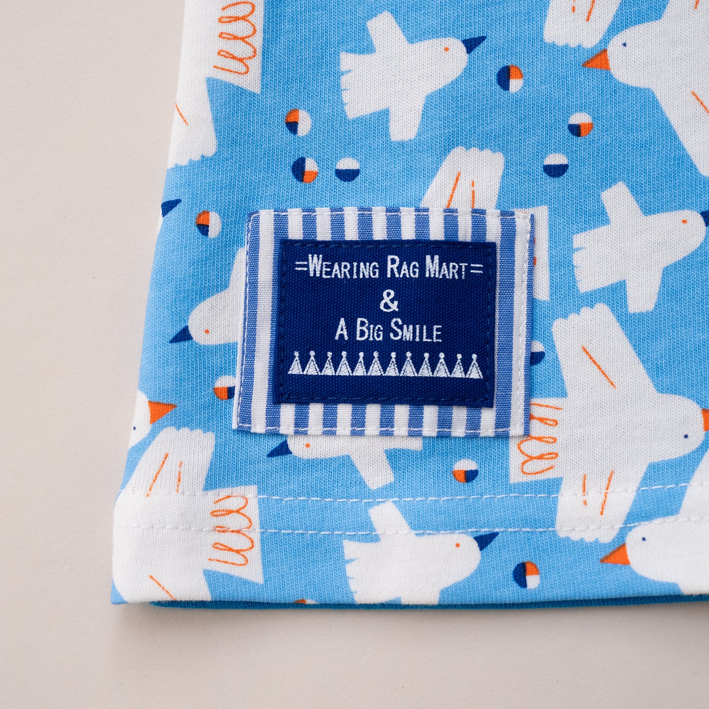 切り替えスリーブTシャツ【トリ】　BLUE